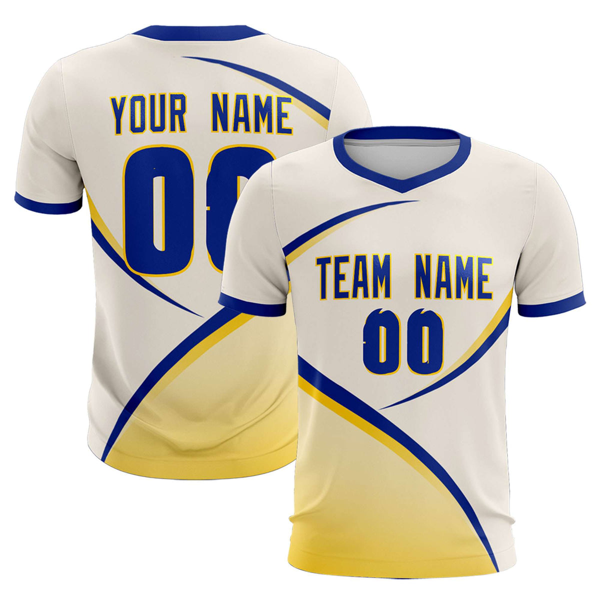 Custom Cream Royal Color Block Training Uniform For Men Soccer Sets Jersey
