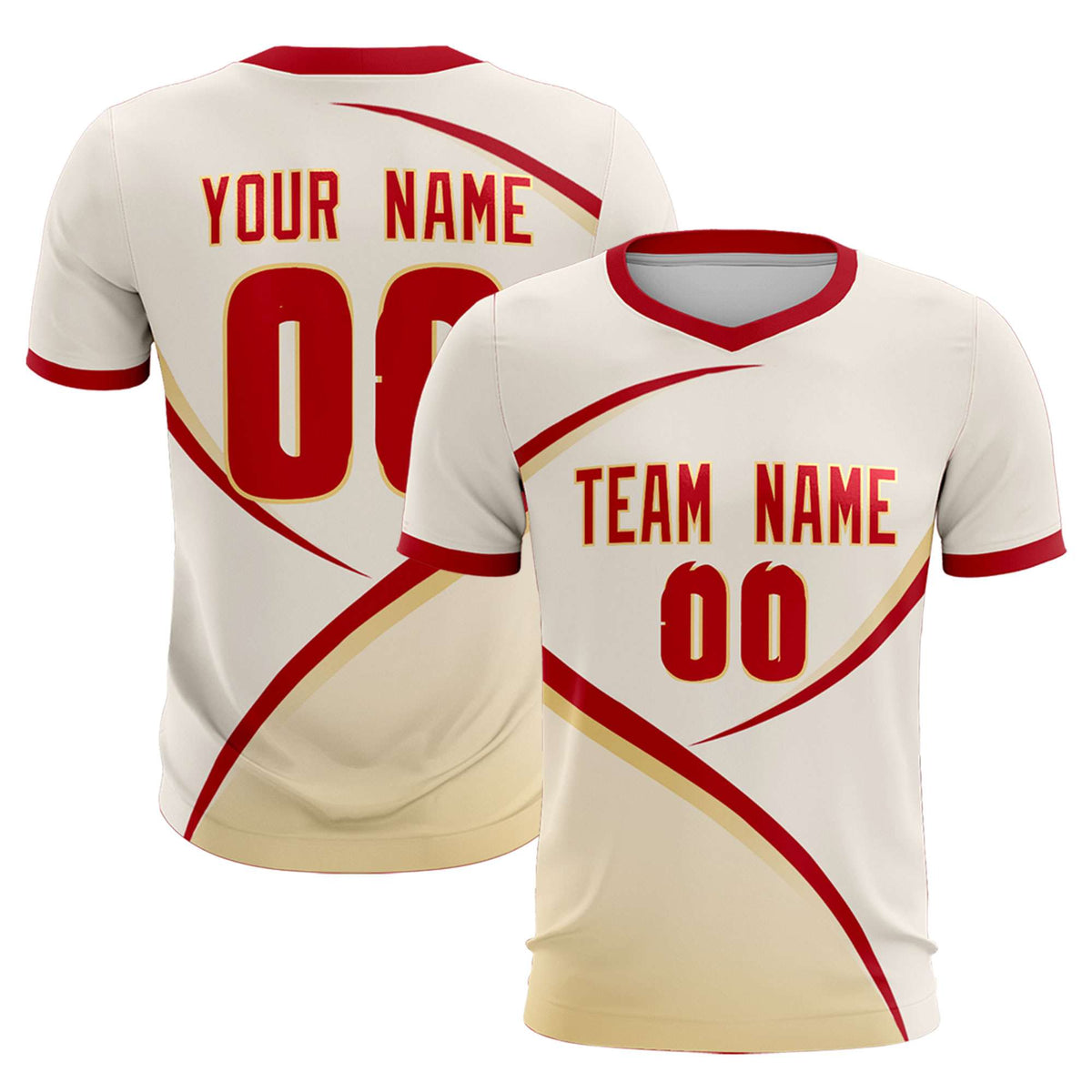 Custom Cream Red Color Block Training Uniform For Men Soccer Sets Jersey