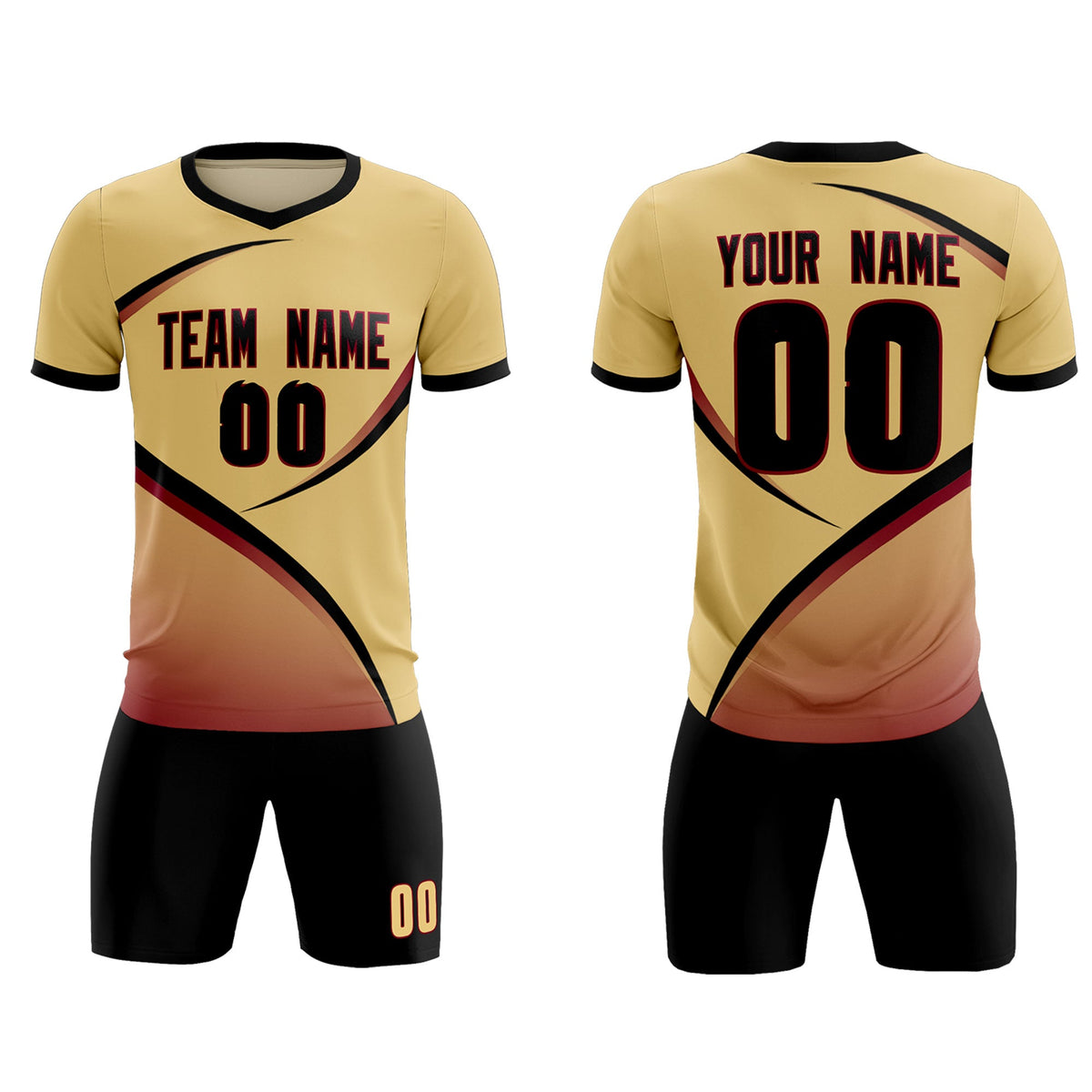 Custom Khaki Black Color Block Training Uniform For Men Soccer Sets Jersey