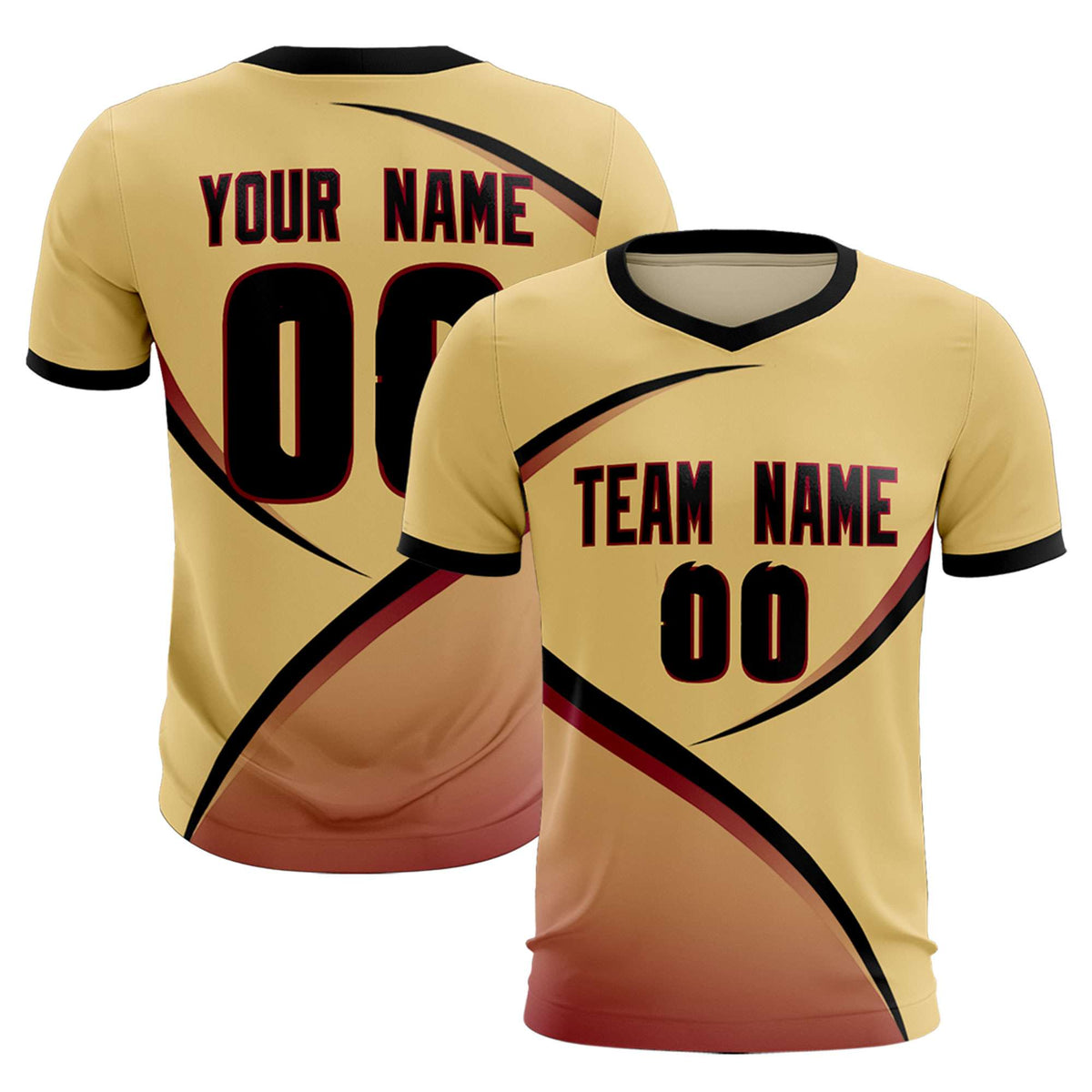 Custom Khaki Black Color Block Training Uniform For Men Soccer Sets Jersey