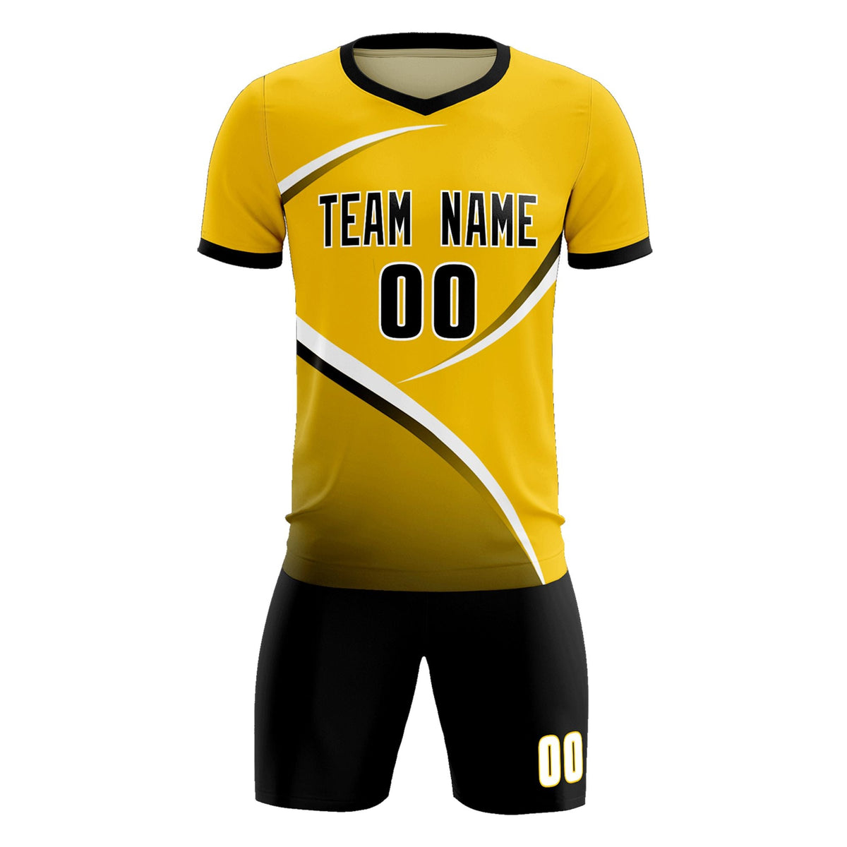 Custom Gold Black Color Block Training Uniform For Men Soccer Sets Jersey