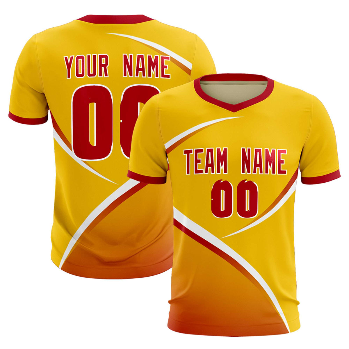 Custom Gold Red Color Block Training Uniform For Men Soccer Sets Jersey