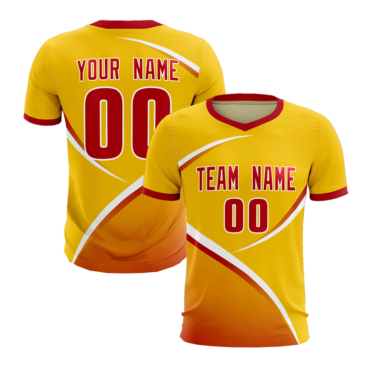 Custom Gold Red Color Block Training Uniform For Men Soccer Sets Jersey