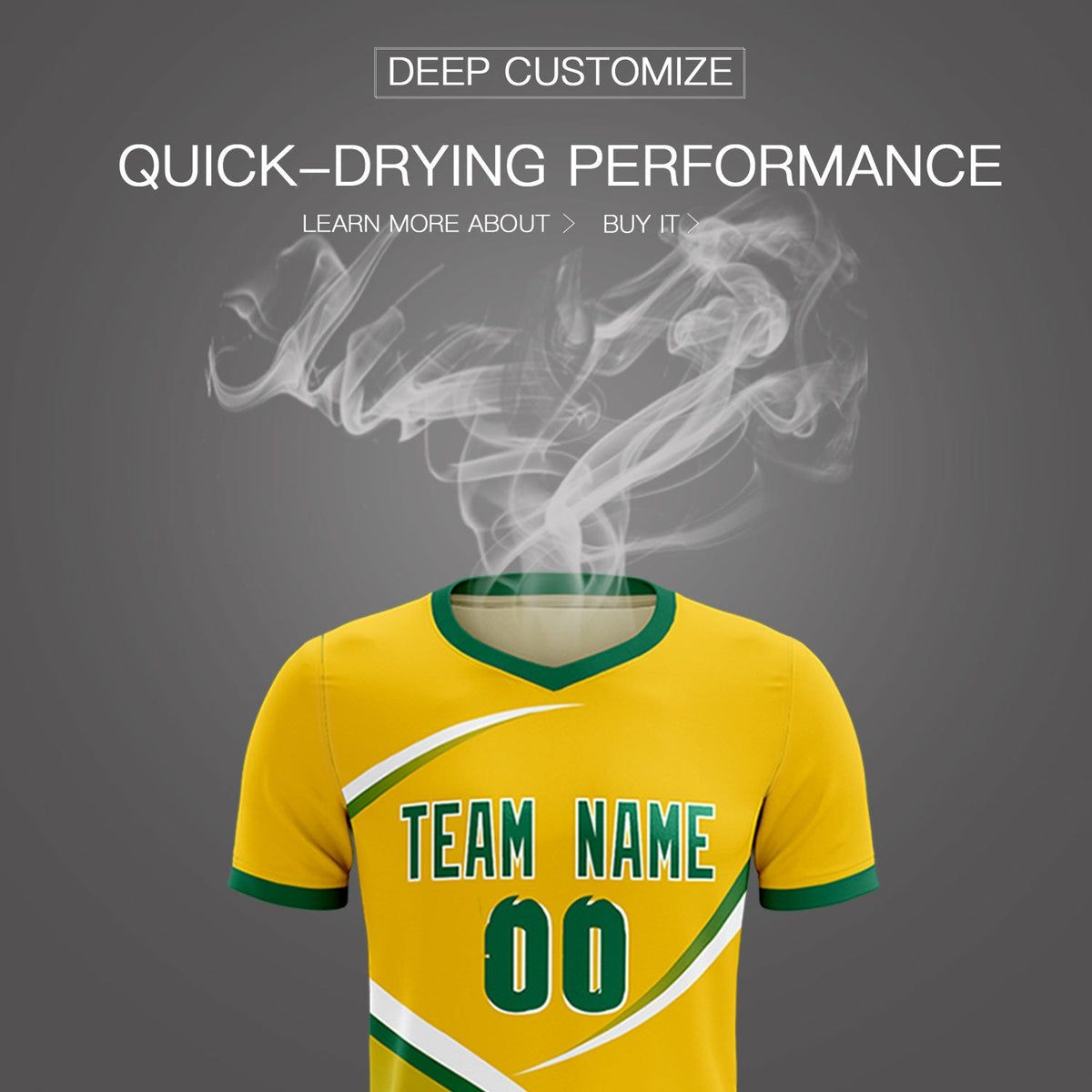 Custom Gold Kelly Green Color Block Training Uniform For Men Soccer Sets Jersey