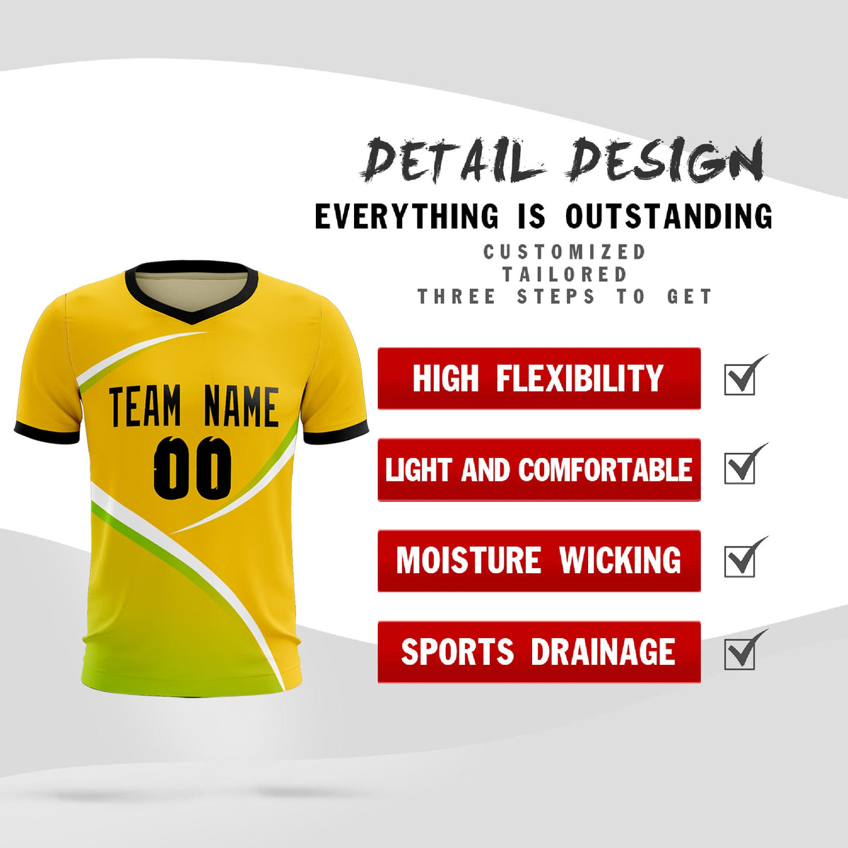 Custom Gold Black Color Block Training Uniform For Men Soccer Sets Jersey