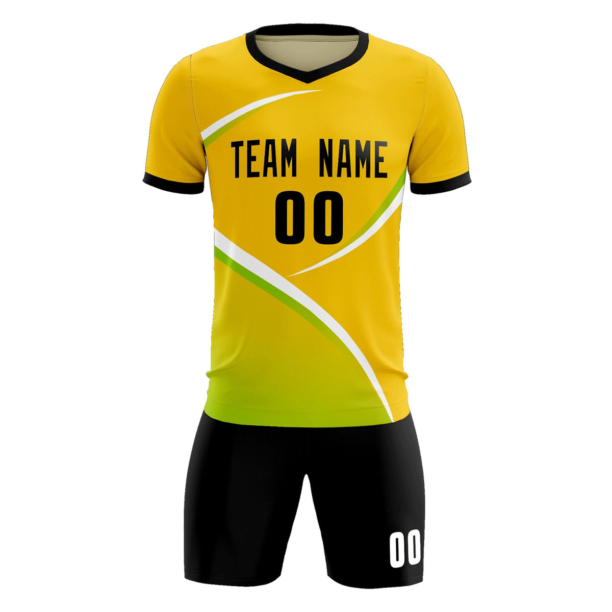 Custom Gold Black Color Block Training Uniform For Men Soccer Sets Jersey