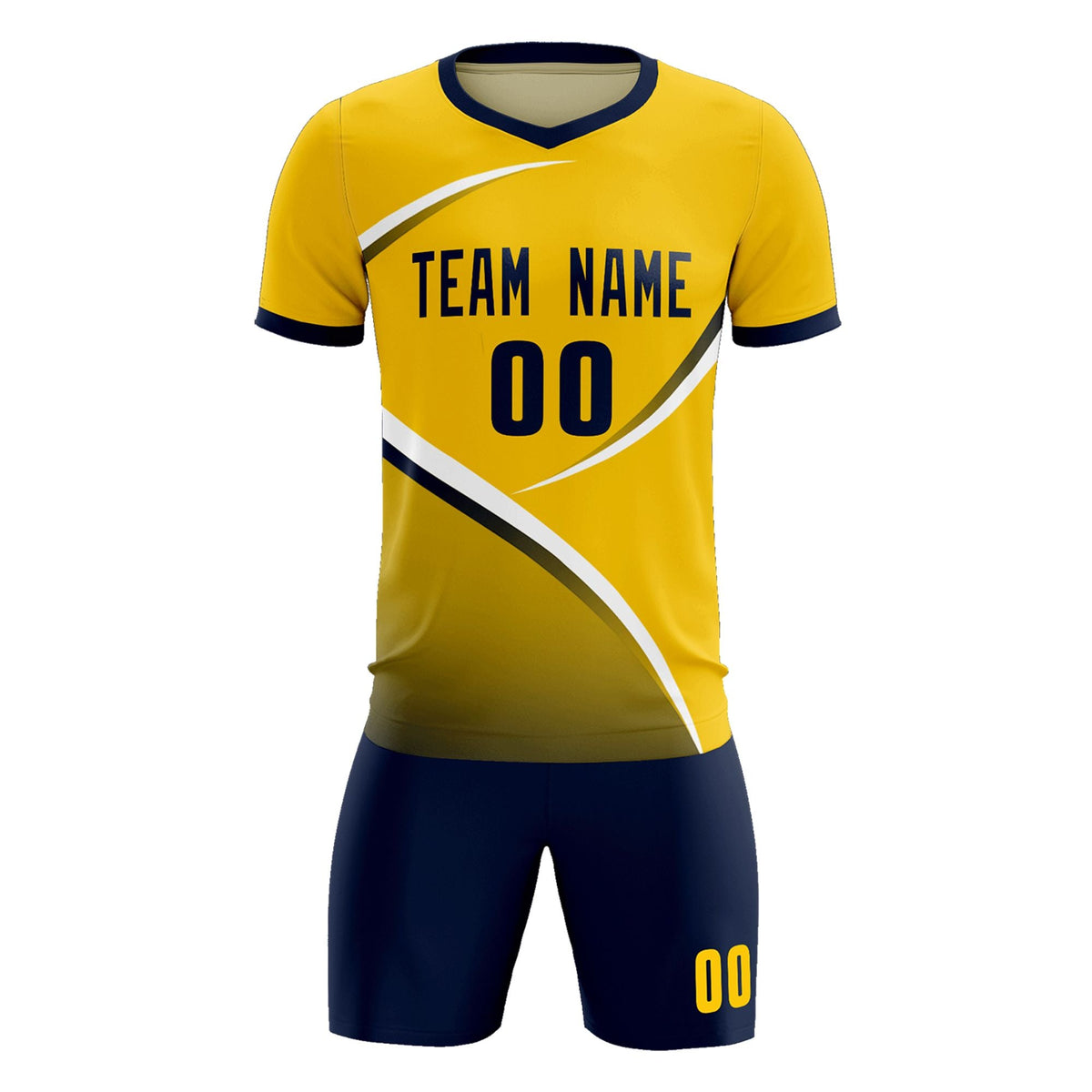Custom Gold Navy Color Block Training Uniform For Men Soccer Sets Jersey