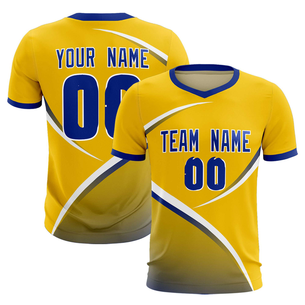 Custom Gold Royal Color Block Training Uniform For Men Soccer Sets Jersey