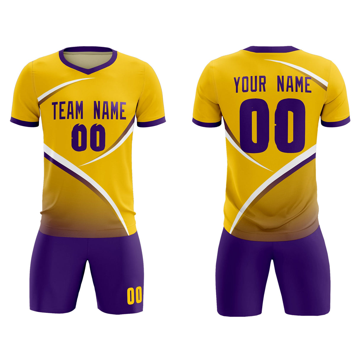 Custom Gold Old Gold Color Block Training Uniform For Men Soccer Sets Jersey