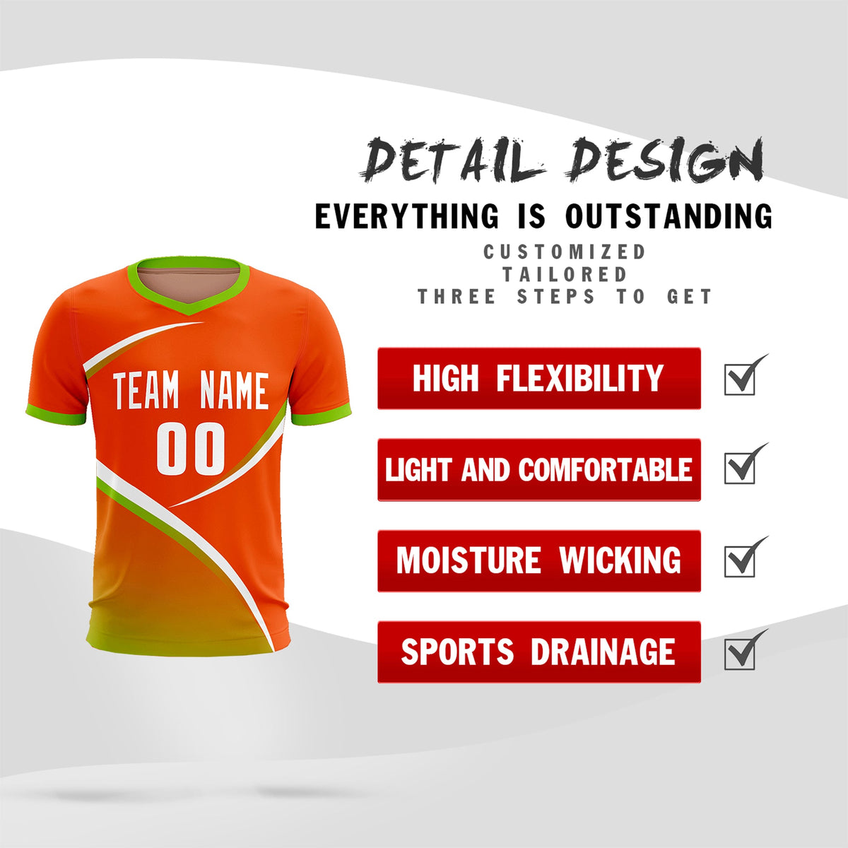 Custom Orange Neon Green Color Block Training Uniform For Men Soccer Sets Jersey