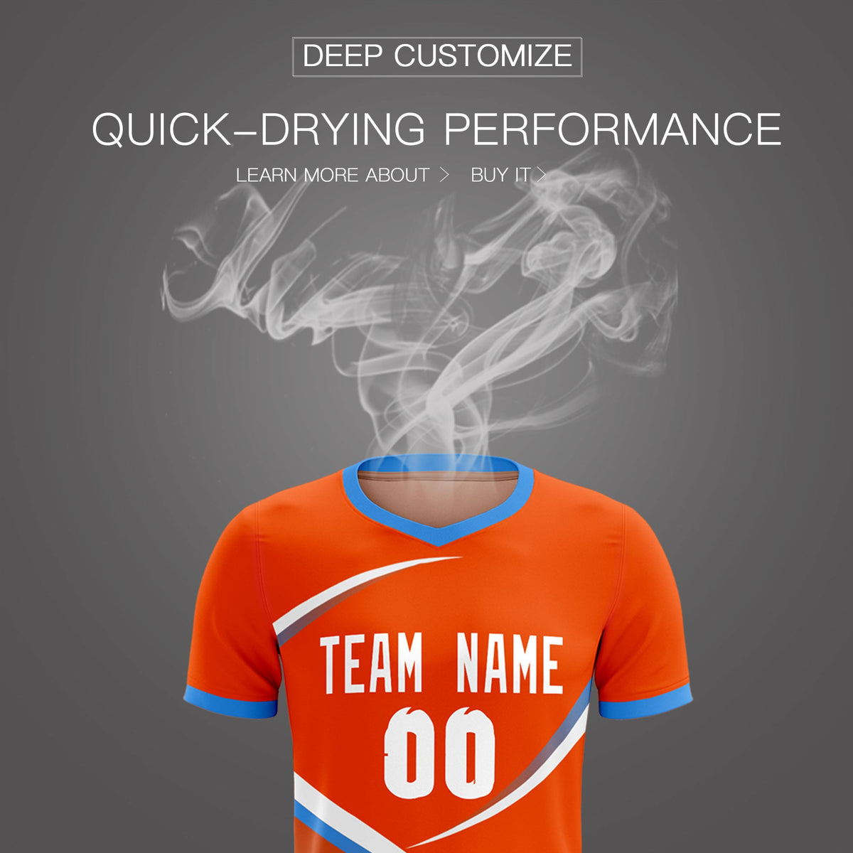 Custom Orange Powder Blue Color Block Training Uniform For Men Soccer Sets Jersey
