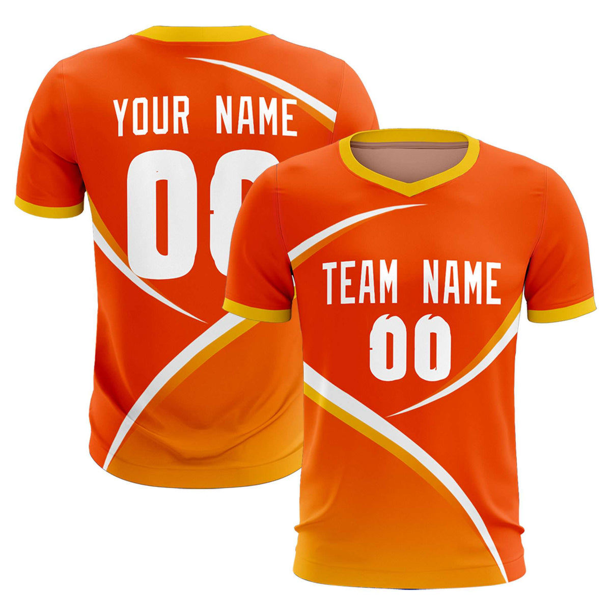 Custom Orange Gold Color Block Training Uniform For Men Soccer Sets Jersey