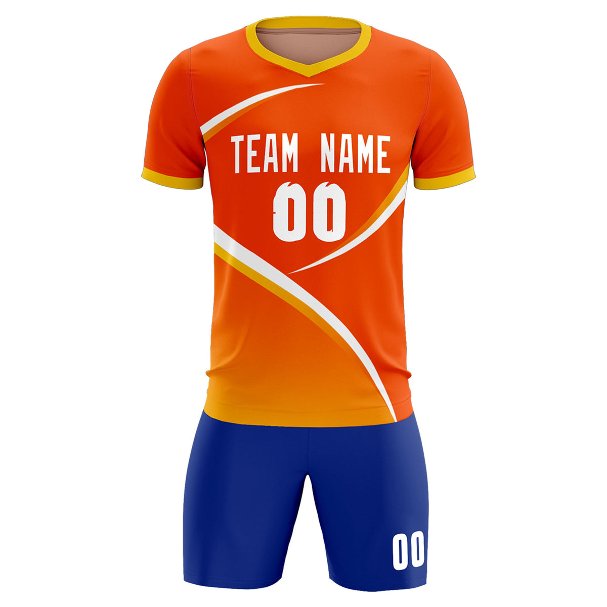 Custom Orange Gold Color Block Training Uniform For Men Soccer Sets Jersey