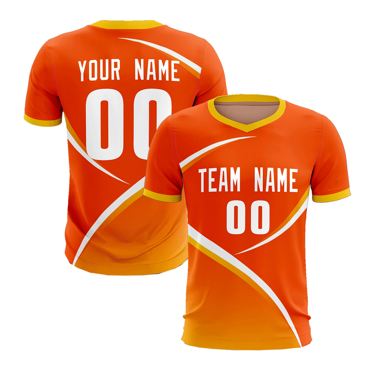 Custom Orange Gold Color Block Training Uniform For Men Soccer Sets Jersey