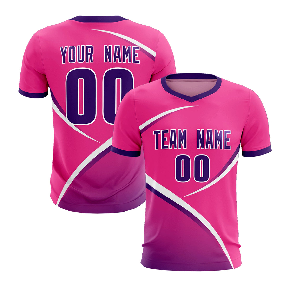 Custom Pink Purple Color Block Training Uniform For Men Soccer Sets Jersey