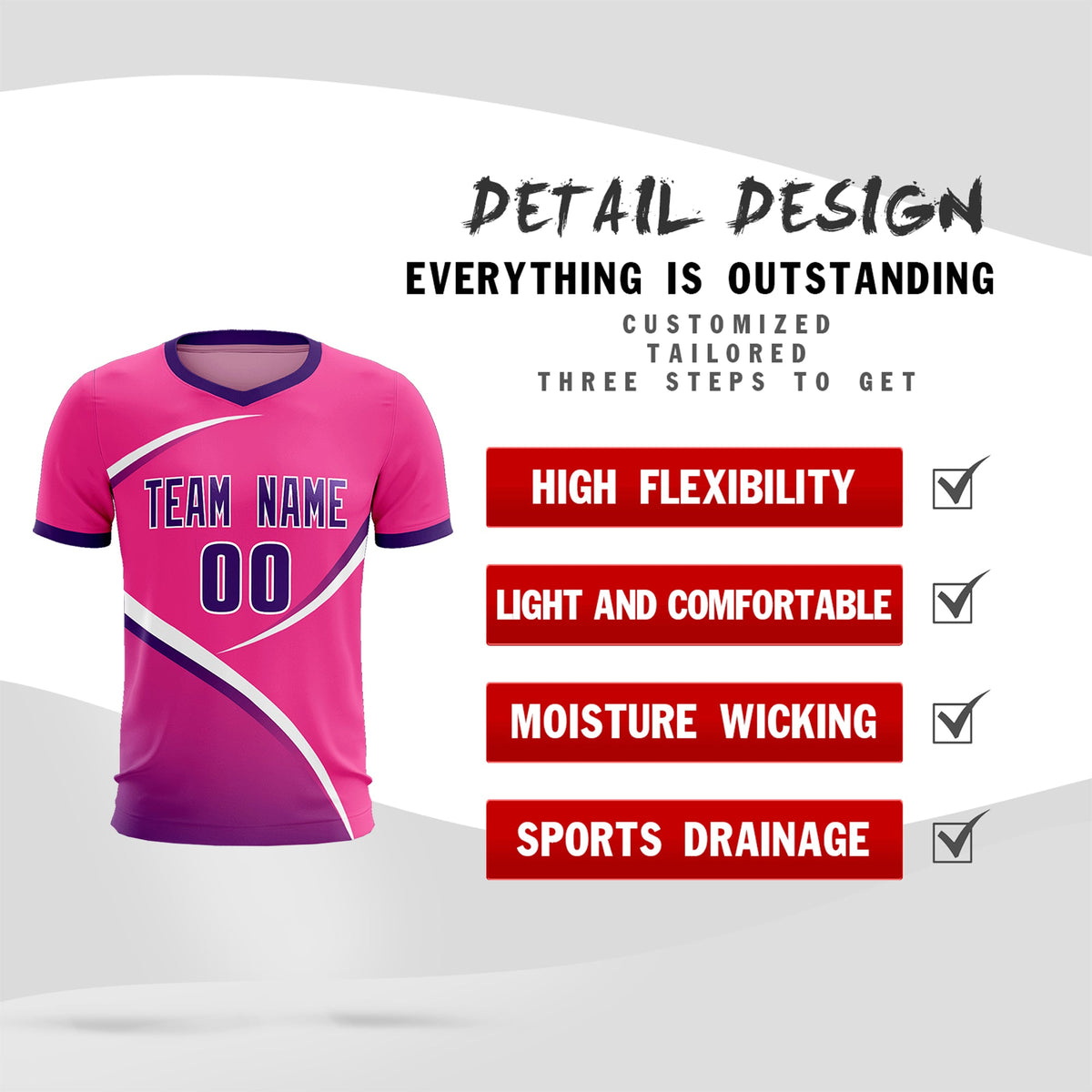 Custom Pink Purple Color Block Training Uniform For Men Soccer Sets Jersey