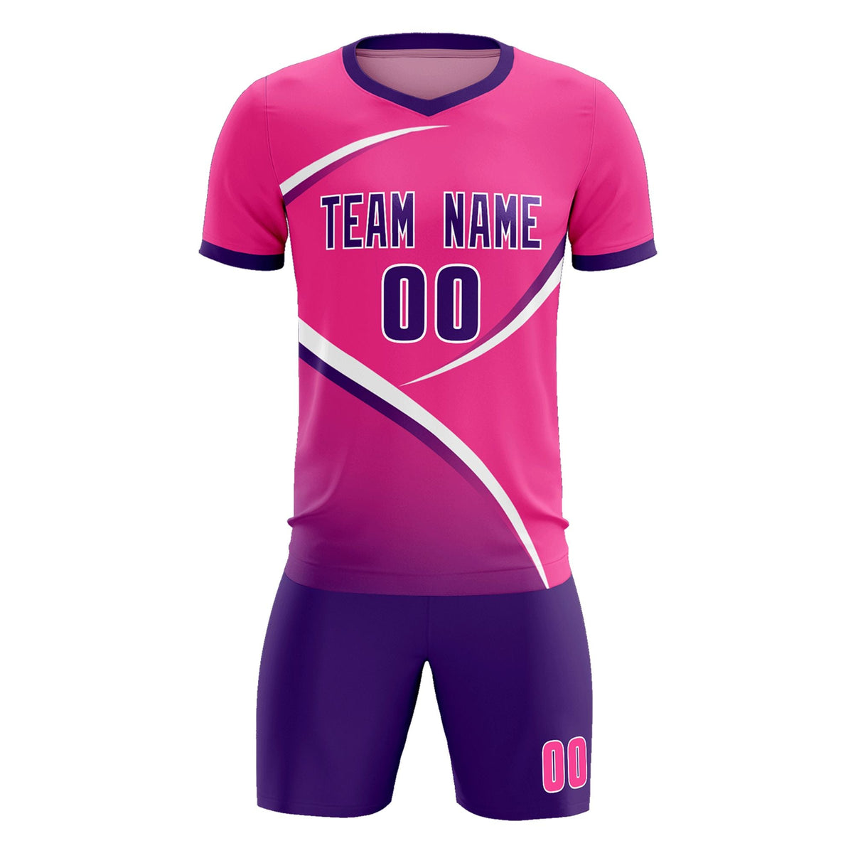 Custom Pink Purple Color Block Training Uniform For Men Soccer Sets Jersey