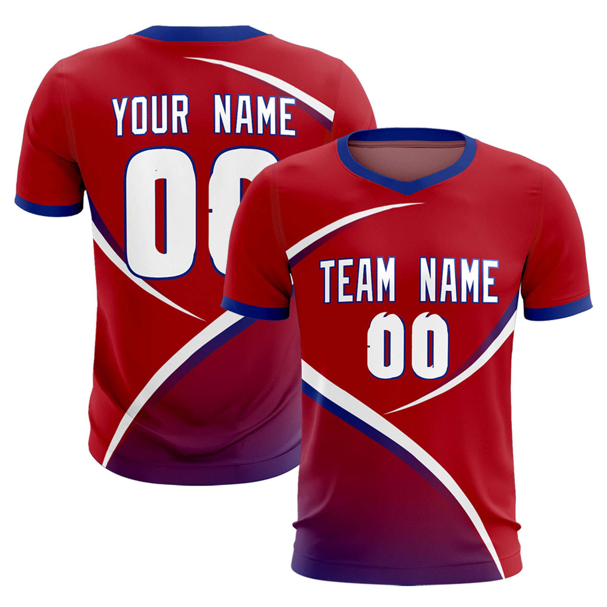 Custom Red Royal Color Block Training Uniform For Men Soccer Sets Jersey
