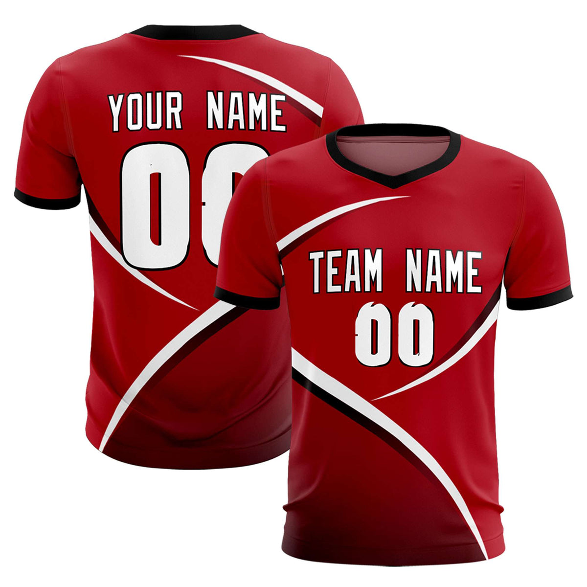 Custom Red Black Color Block Training Uniform For Men Soccer Sets Jersey
