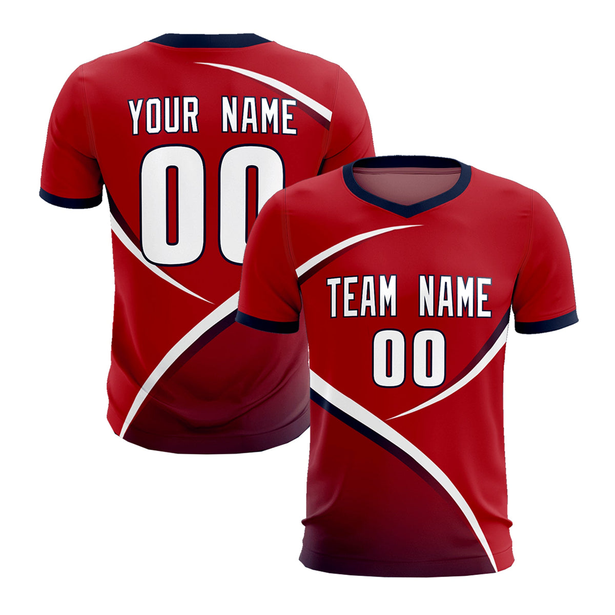 Custom Red Navy Color Block Training Uniform For Men Soccer Sets Jersey