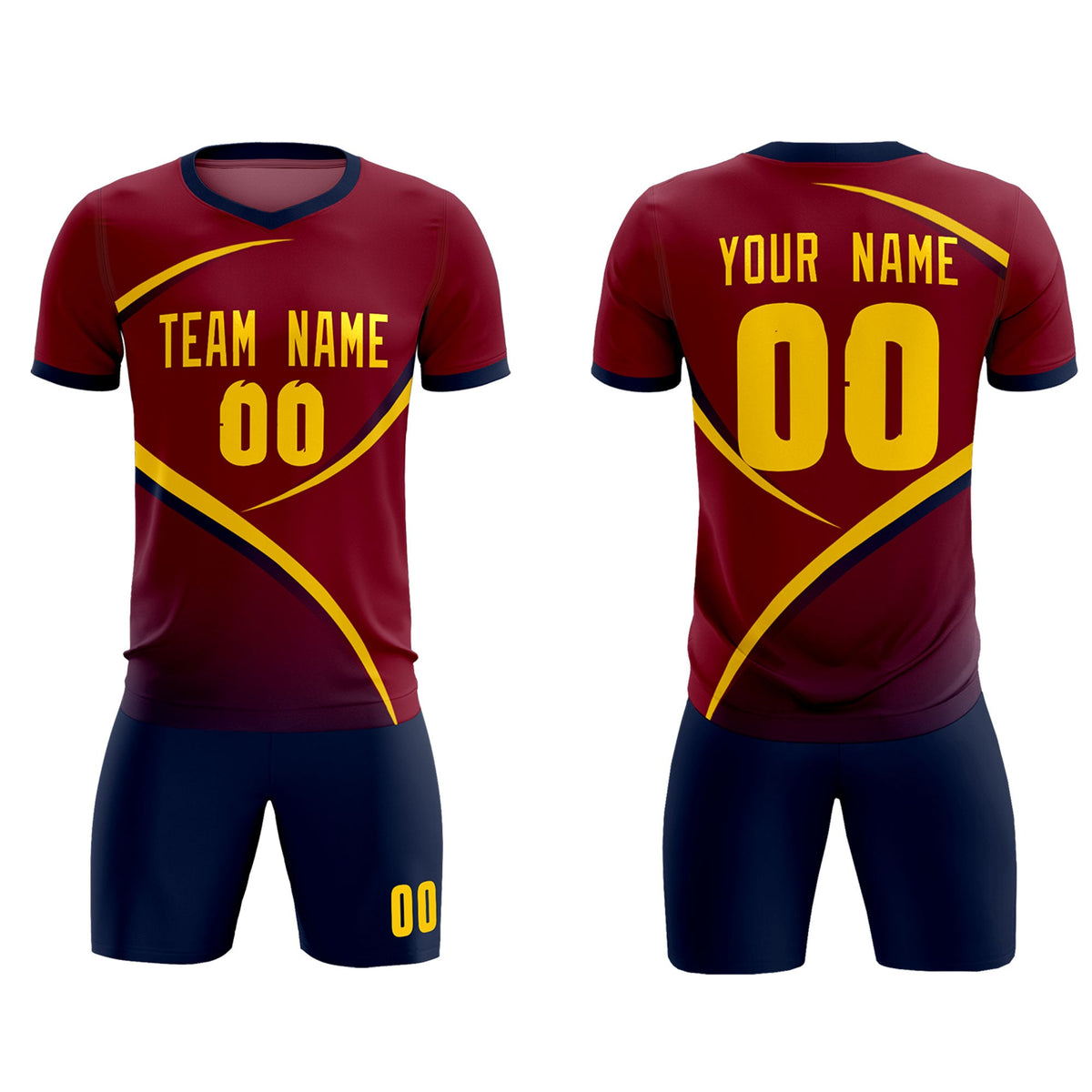 Custom Crimson Navy Color Block Training Uniform For Men Soccer Sets Jersey