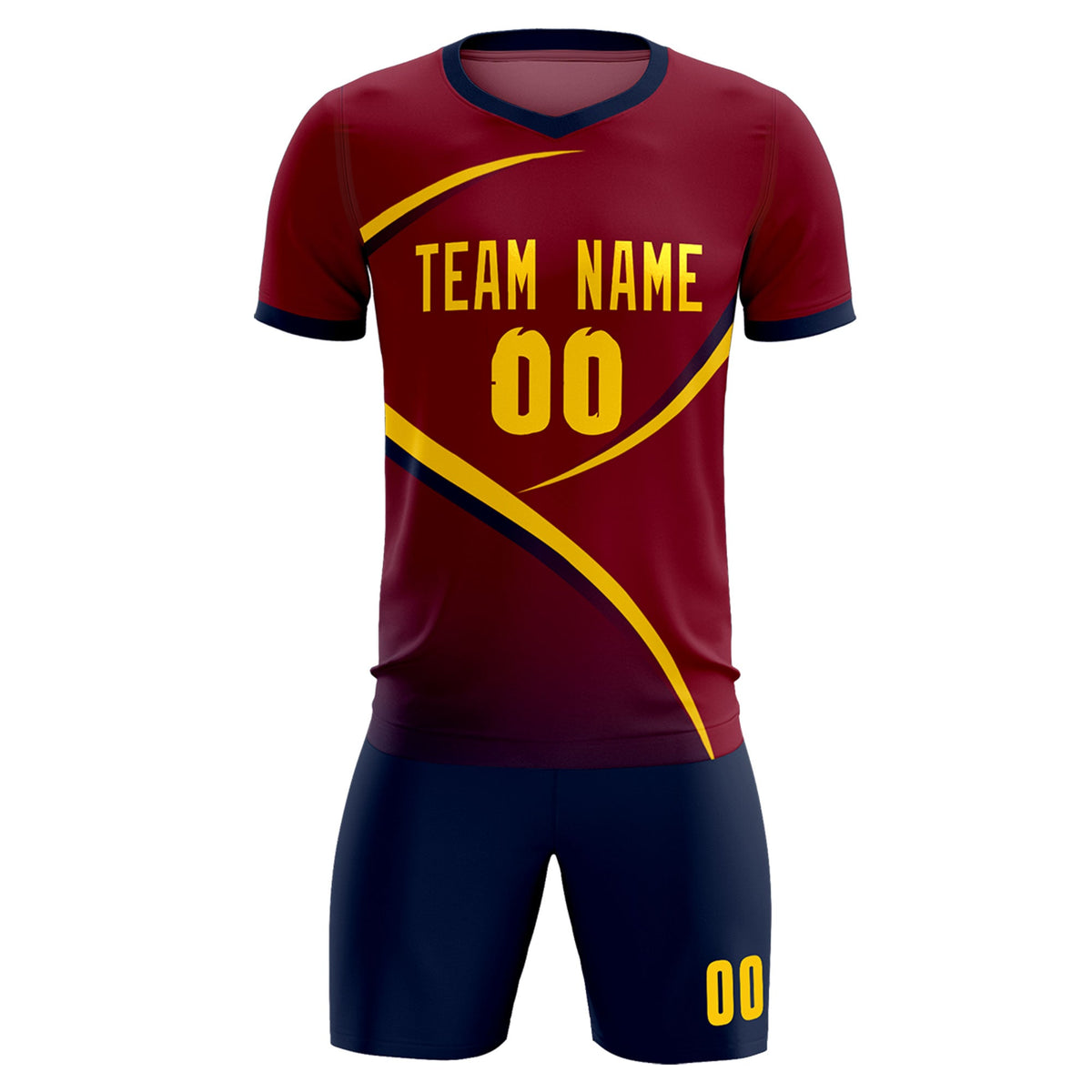 Custom Crimson Navy Color Block Training Uniform For Men Soccer Sets Jersey