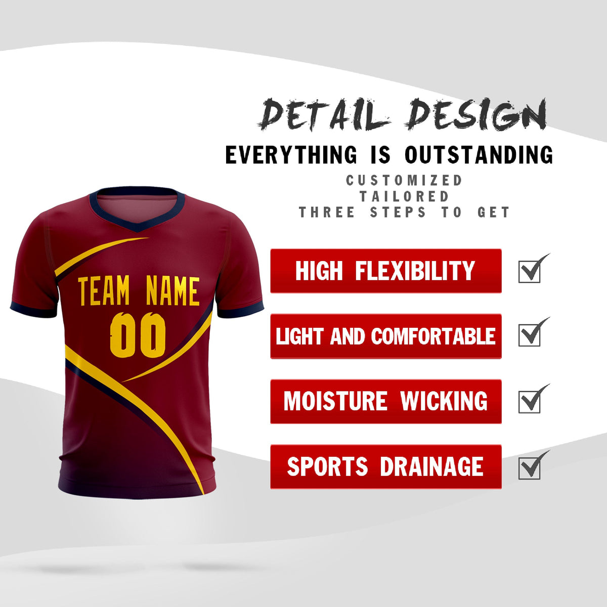 Custom Crimson Navy Color Block Training Uniform For Men Soccer Sets Jersey