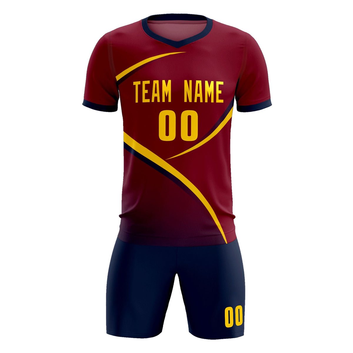 Custom Crimson Navy Color Block Training Uniform For Men Soccer Sets Jersey