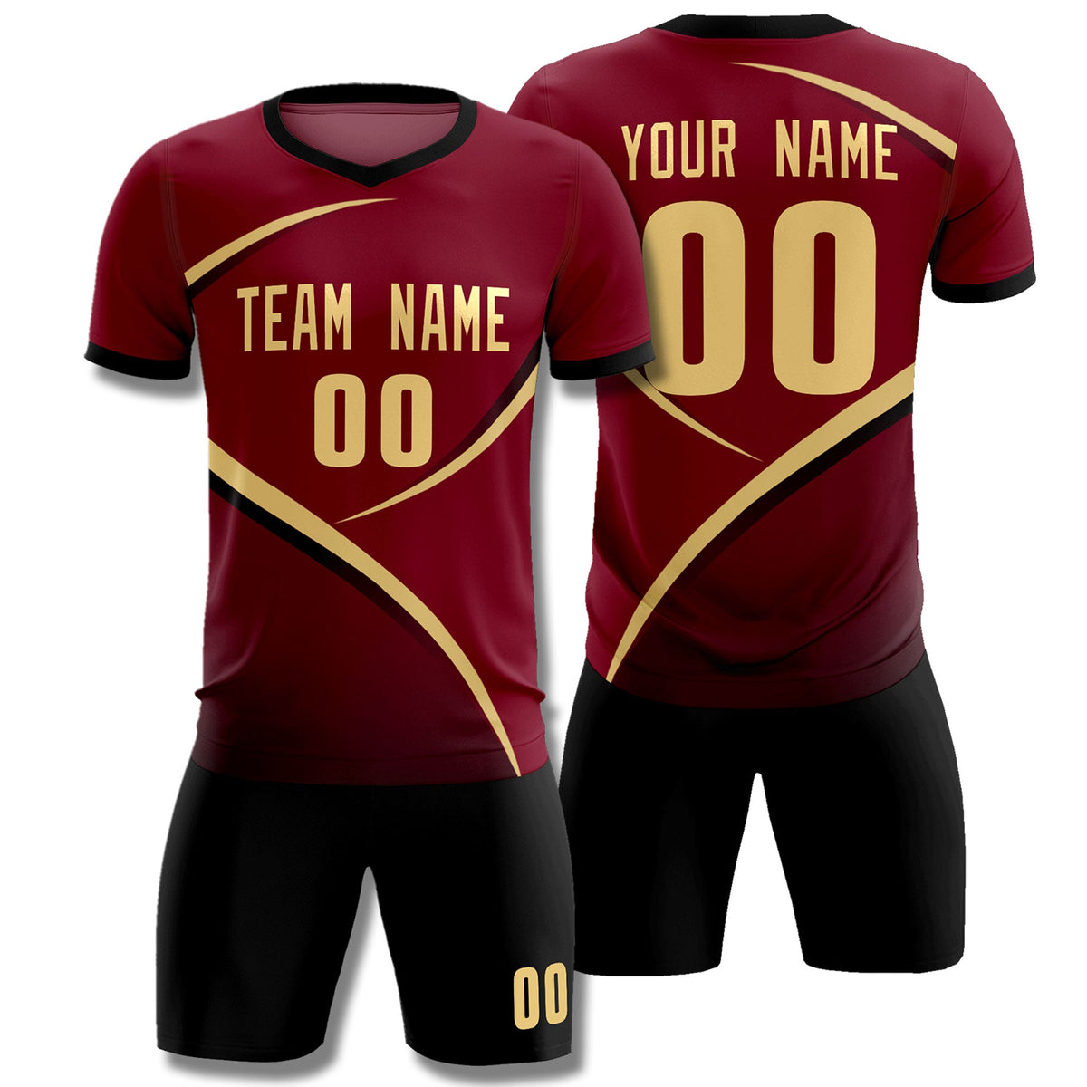 Custom Crimson Black Color Block Training Uniform For Men Soccer Sets Jersey