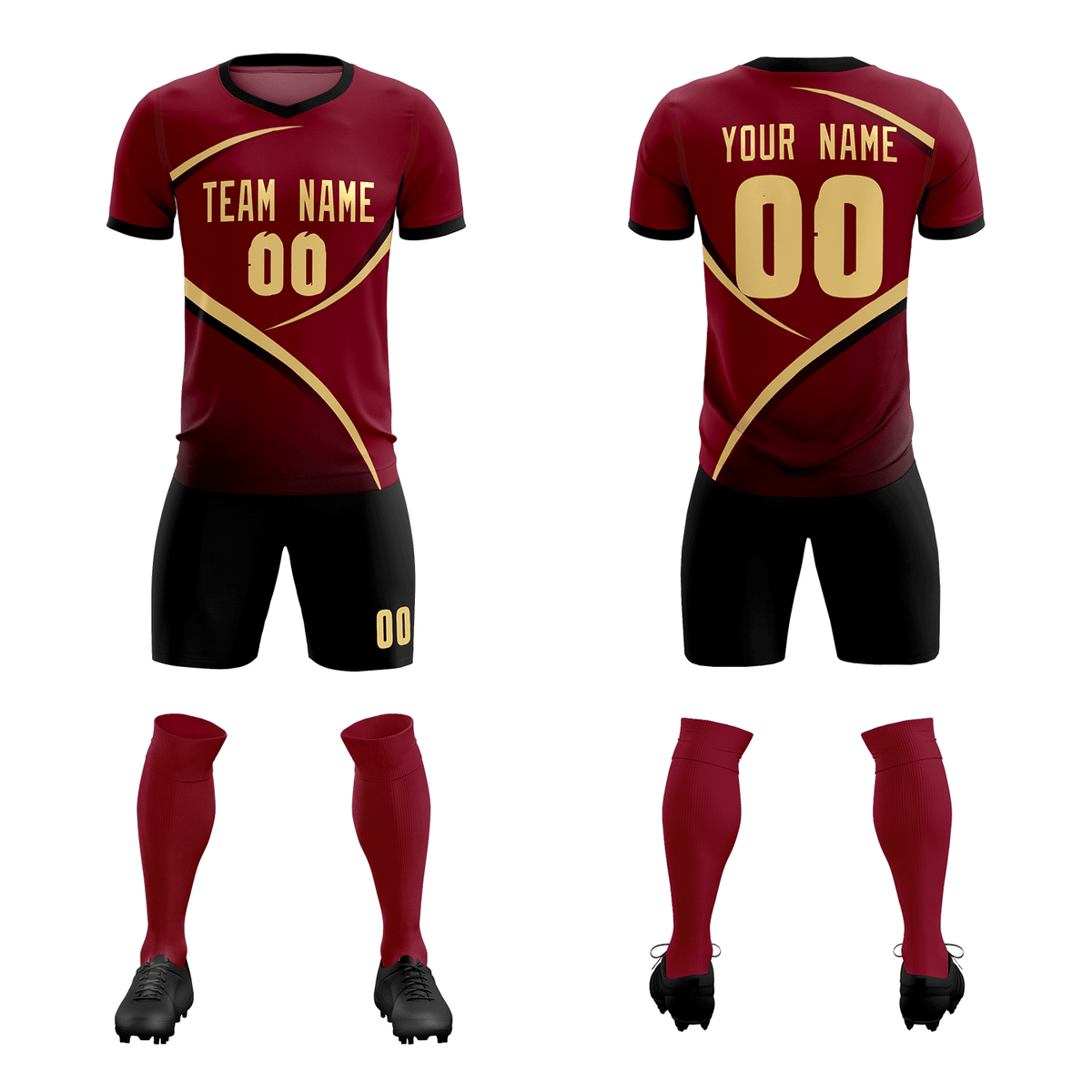 Custom Crimson Black Color Block Training Uniform For Men Soccer Sets Jersey