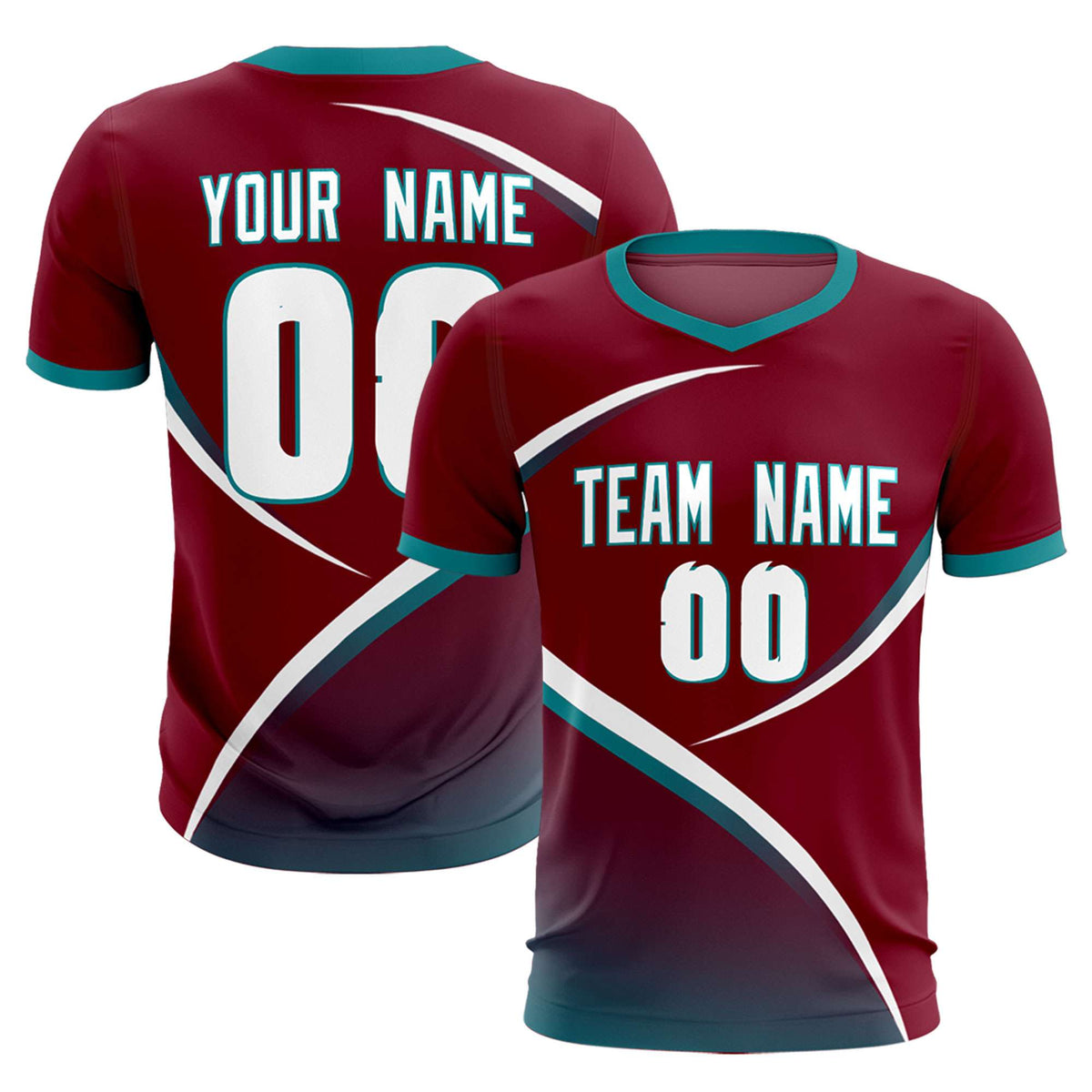 Custom Crimson Aqua Color Block Training Uniform For Men Soccer Sets Jersey