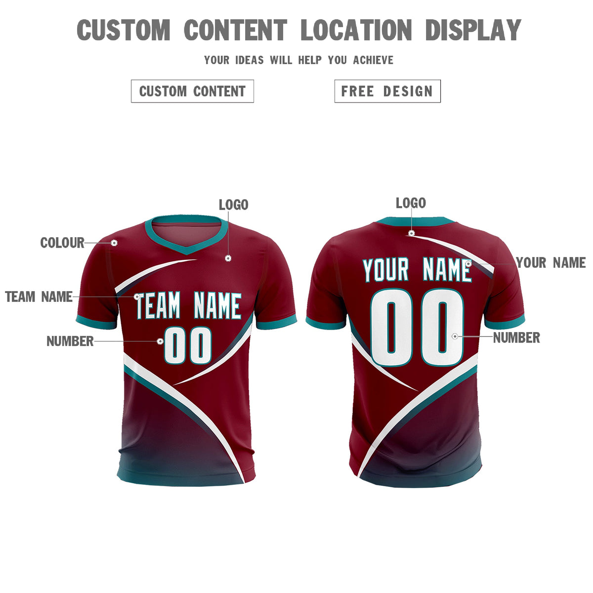 Custom Crimson Aqua Color Block Training Uniform For Men Soccer Sets Jersey