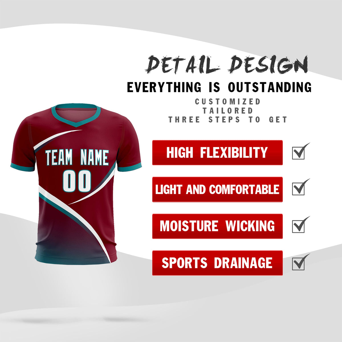 Custom Crimson Aqua Color Block Training Uniform For Men Soccer Sets Jersey