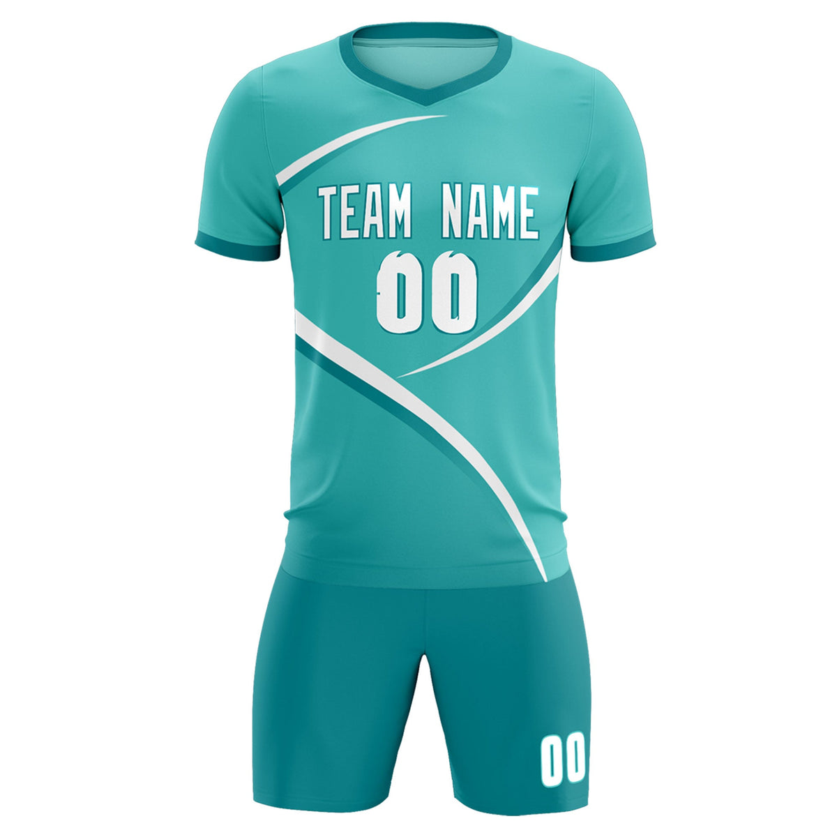 Custom Bright Green Aqua Color Block Training Uniform For Men Soccer Sets Jersey