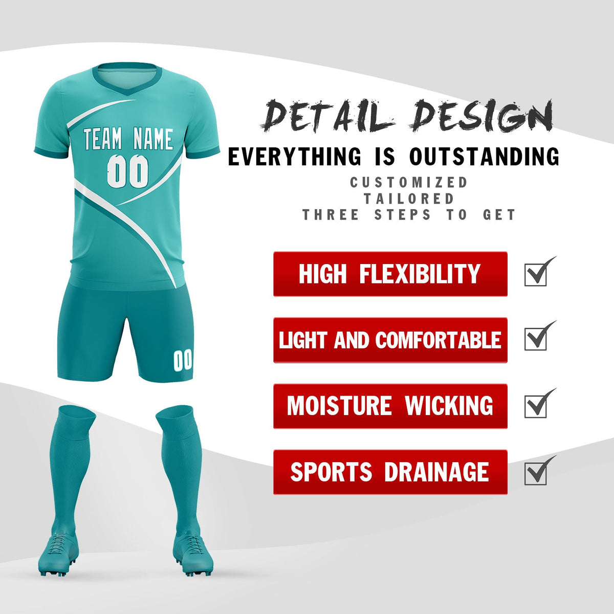 Custom Bright Green Aqua Color Block Training Uniform For Men Soccer Sets Jersey