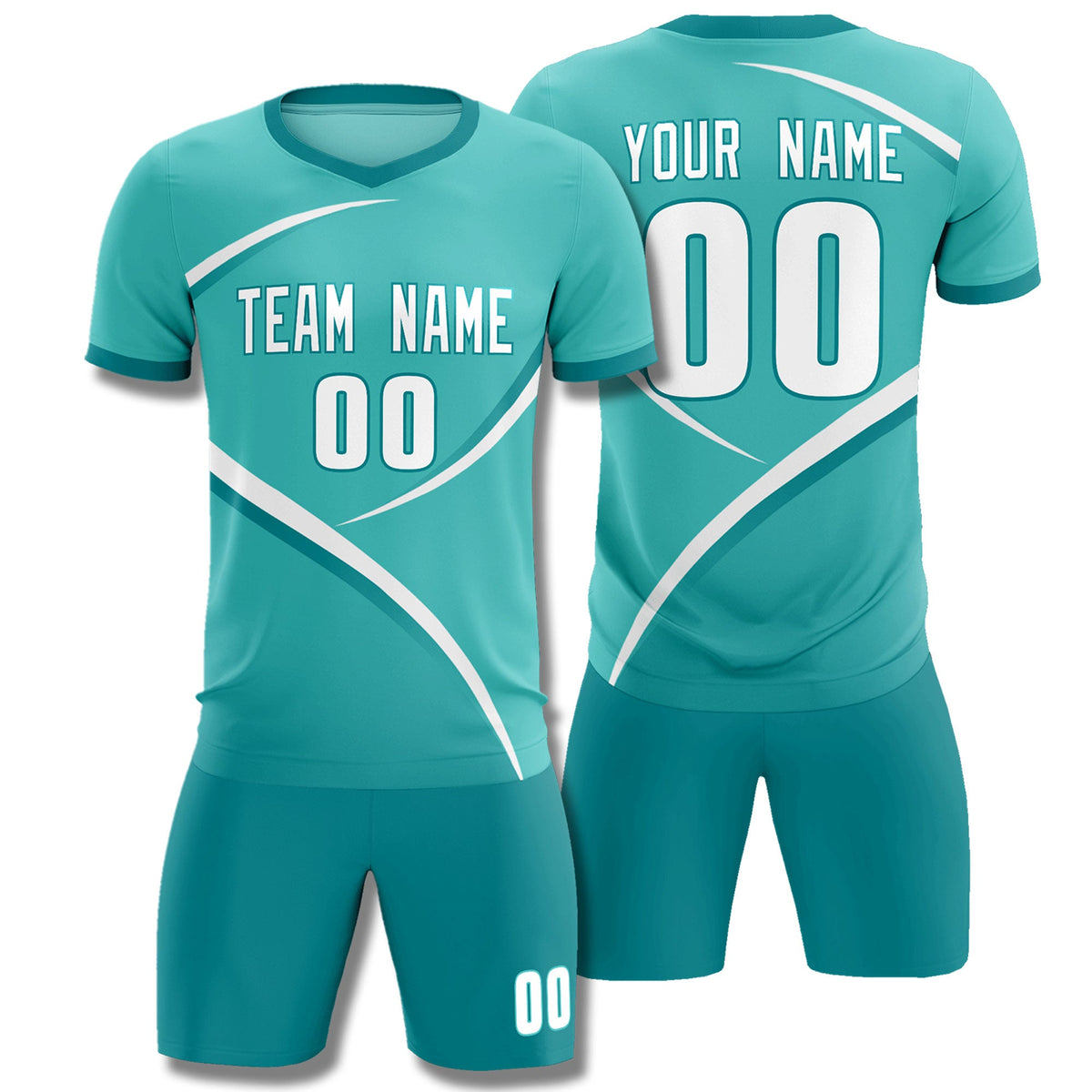 Custom Bright Green Aqua Color Block Training Uniform For Men Soccer Sets Jersey