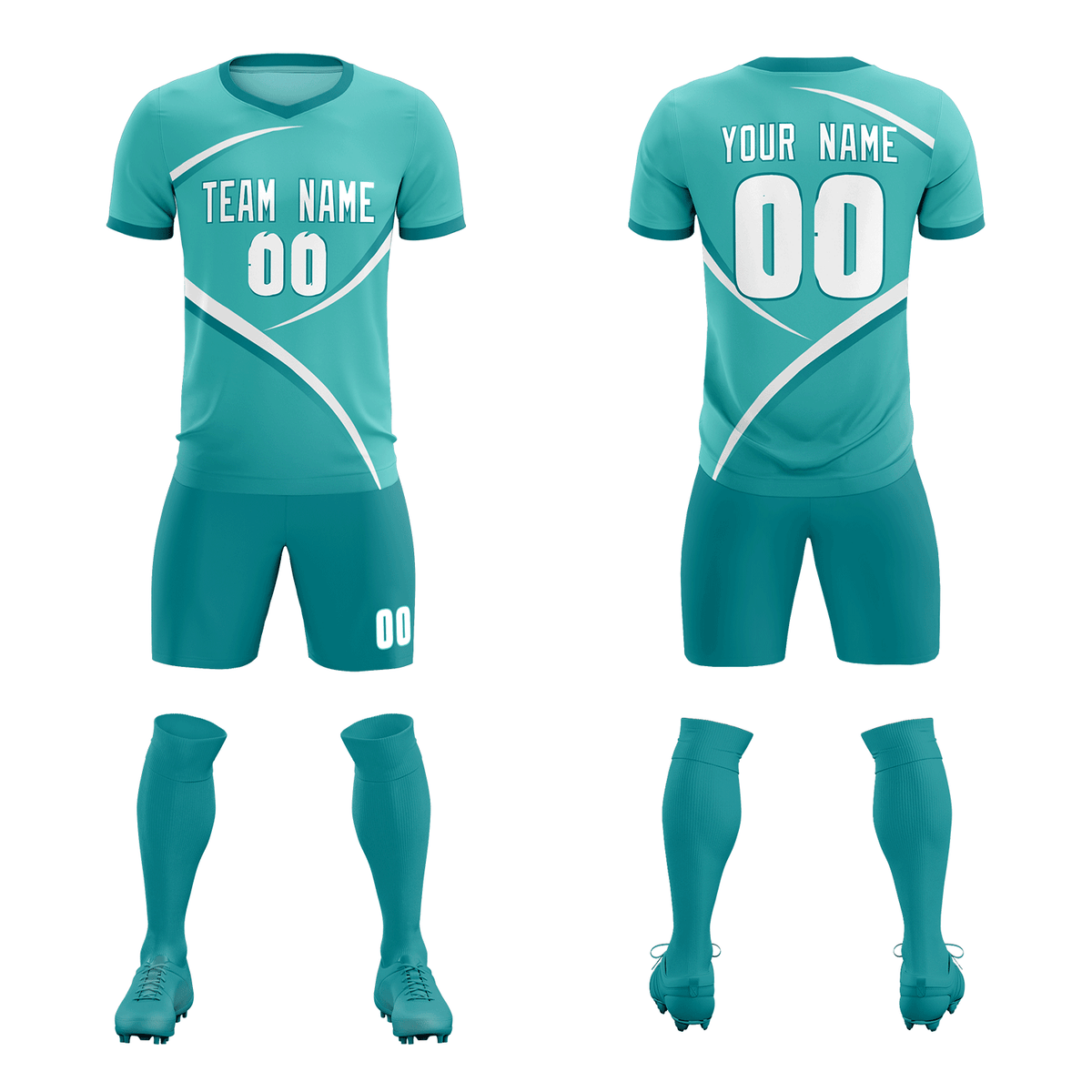 Custom Bright Green Aqua Color Block Training Uniform For Men Soccer Sets Jersey