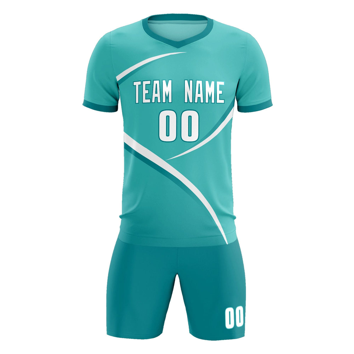Custom Bright Green Aqua Color Block Training Uniform For Men Soccer Sets Jersey