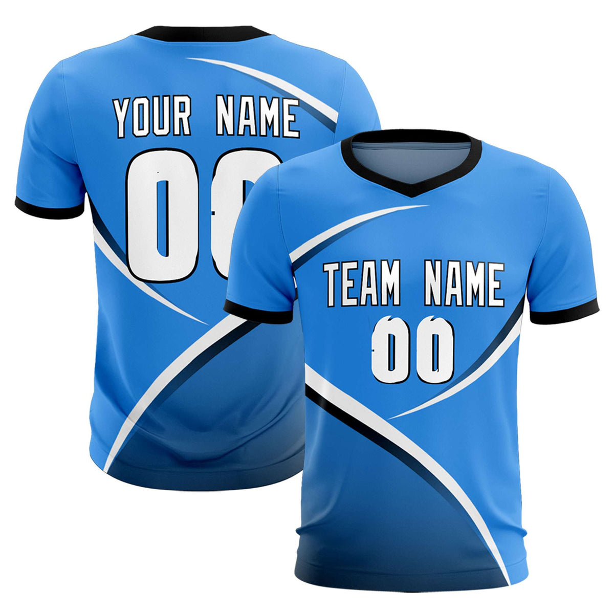 Custom Powder Blue Navy Color Block Training Uniform For Men Soccer Sets Jersey
