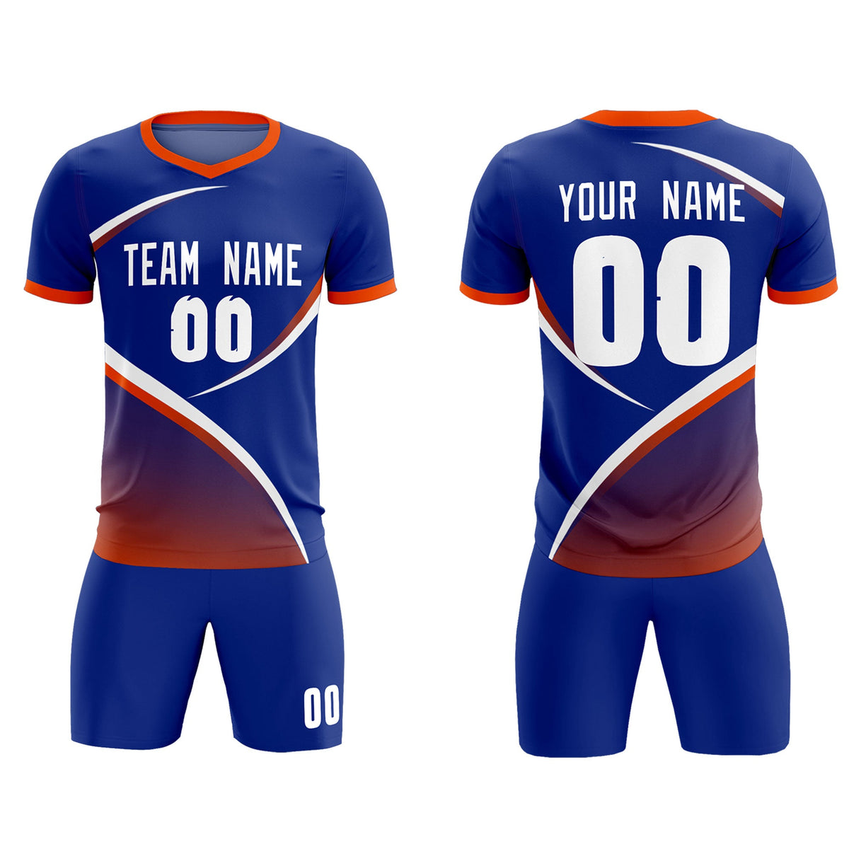 Custom Royal Orange Color Block Training Uniform For Men Soccer Sets Jersey
