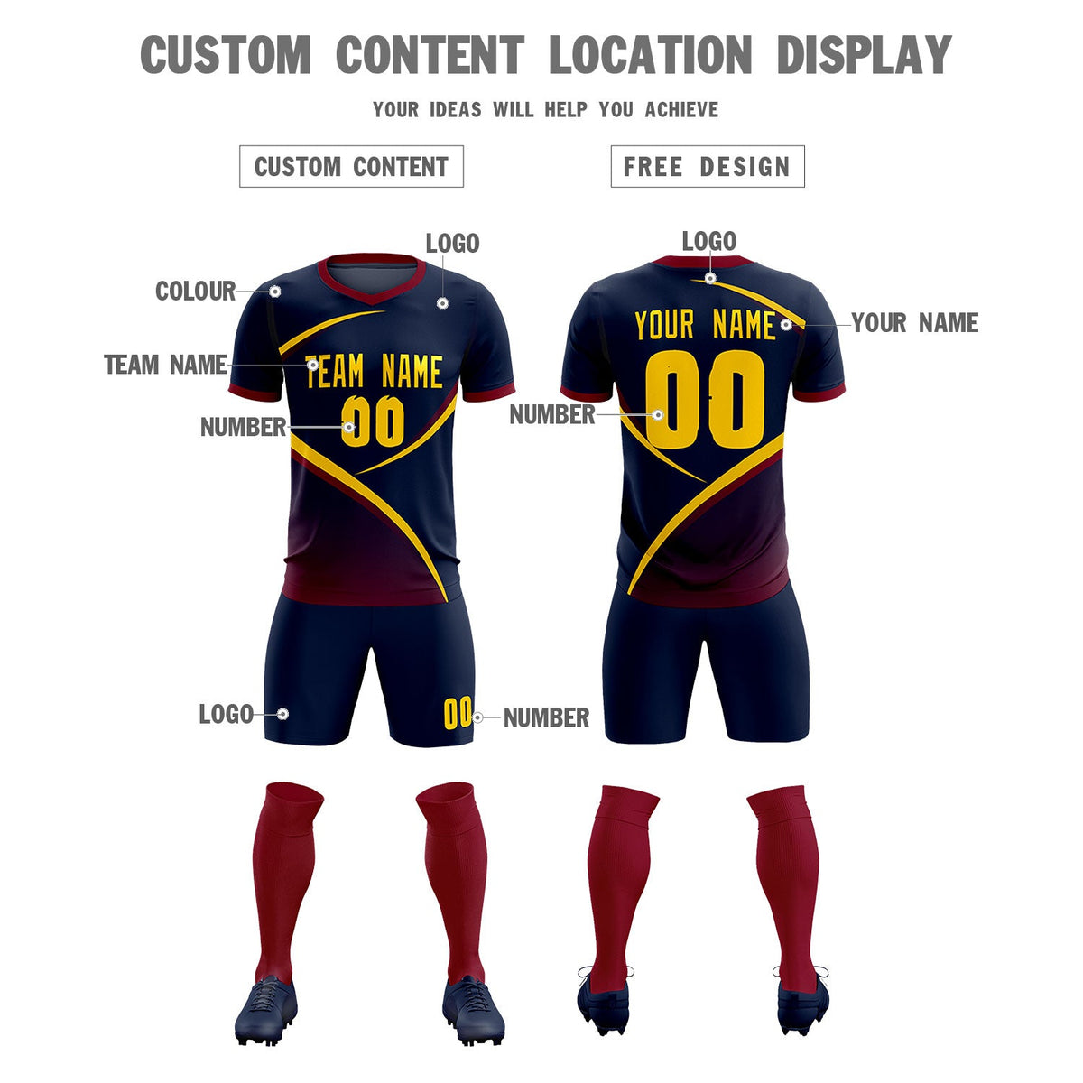 Custom Navy Navy Color Block Training Uniform For Men Soccer Sets Jersey