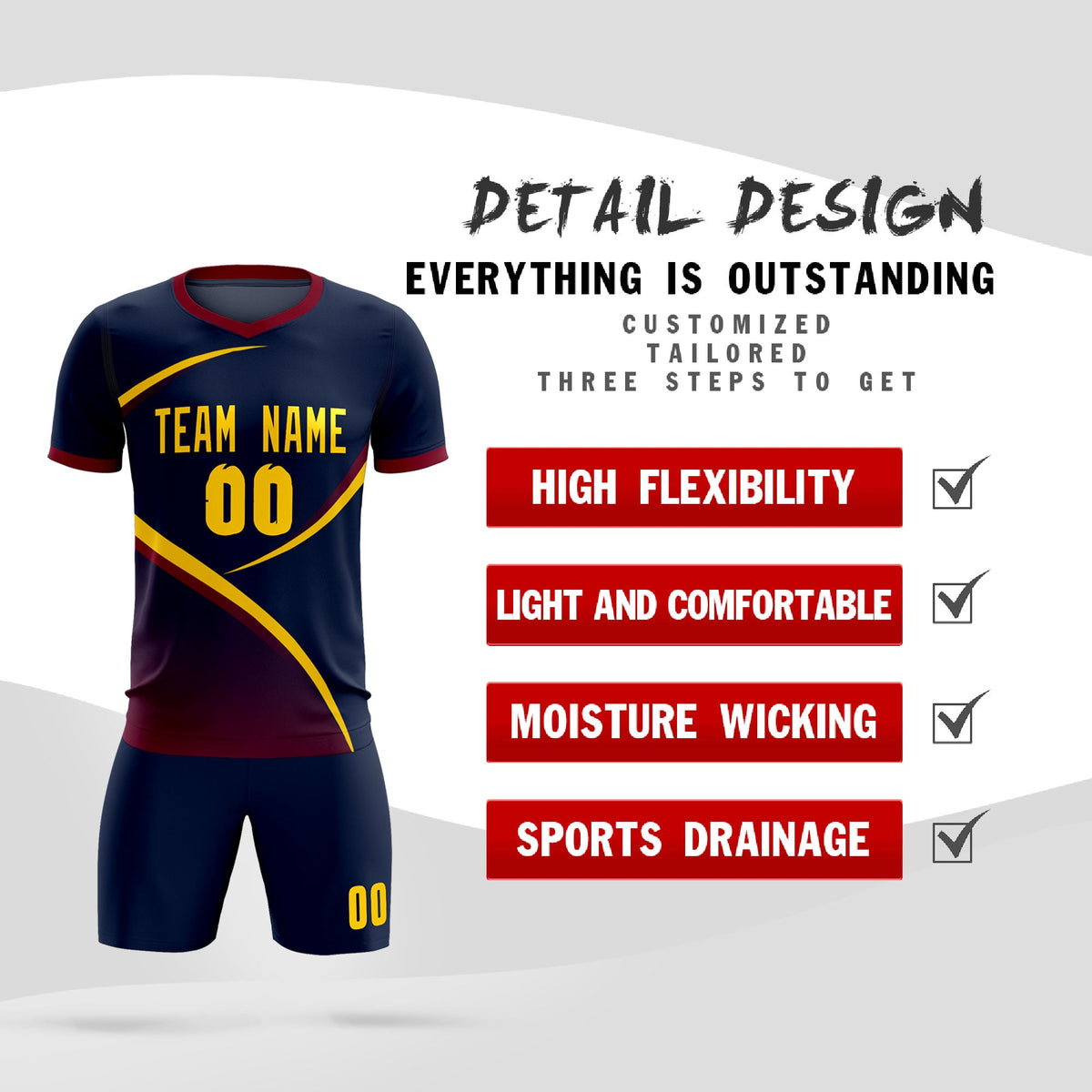 Custom Navy Navy Color Block Training Uniform For Men Soccer Sets Jersey