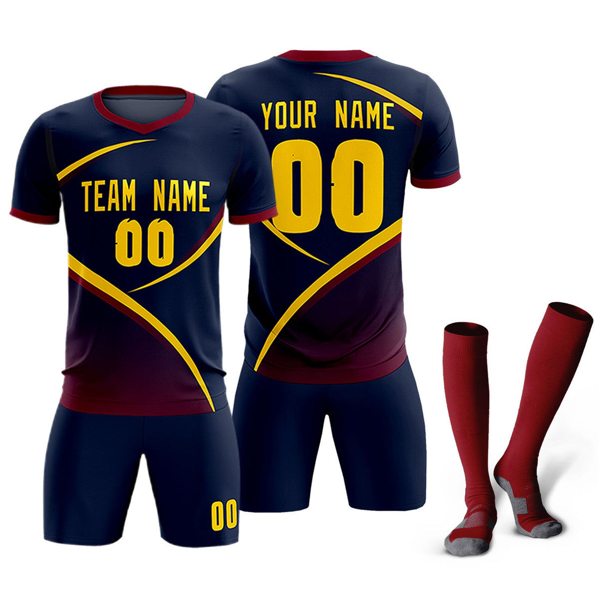 Custom Navy Navy Color Block Training Uniform For Men Soccer Sets Jersey