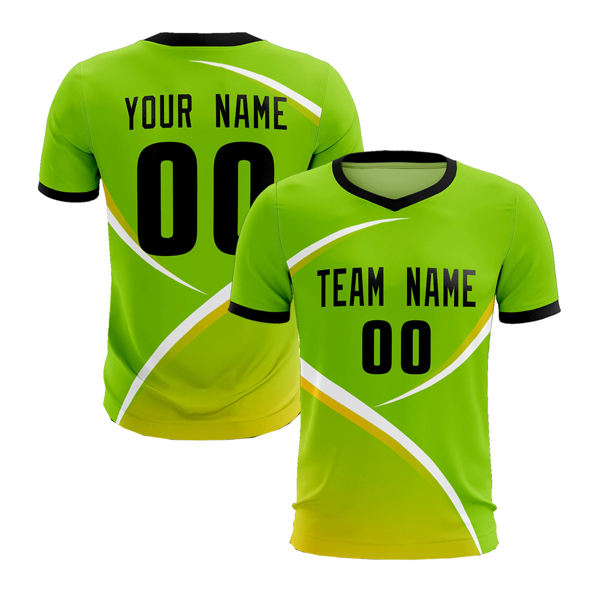Custom Neon Green Black Color Block Training Uniform For Men Soccer Sets Jersey