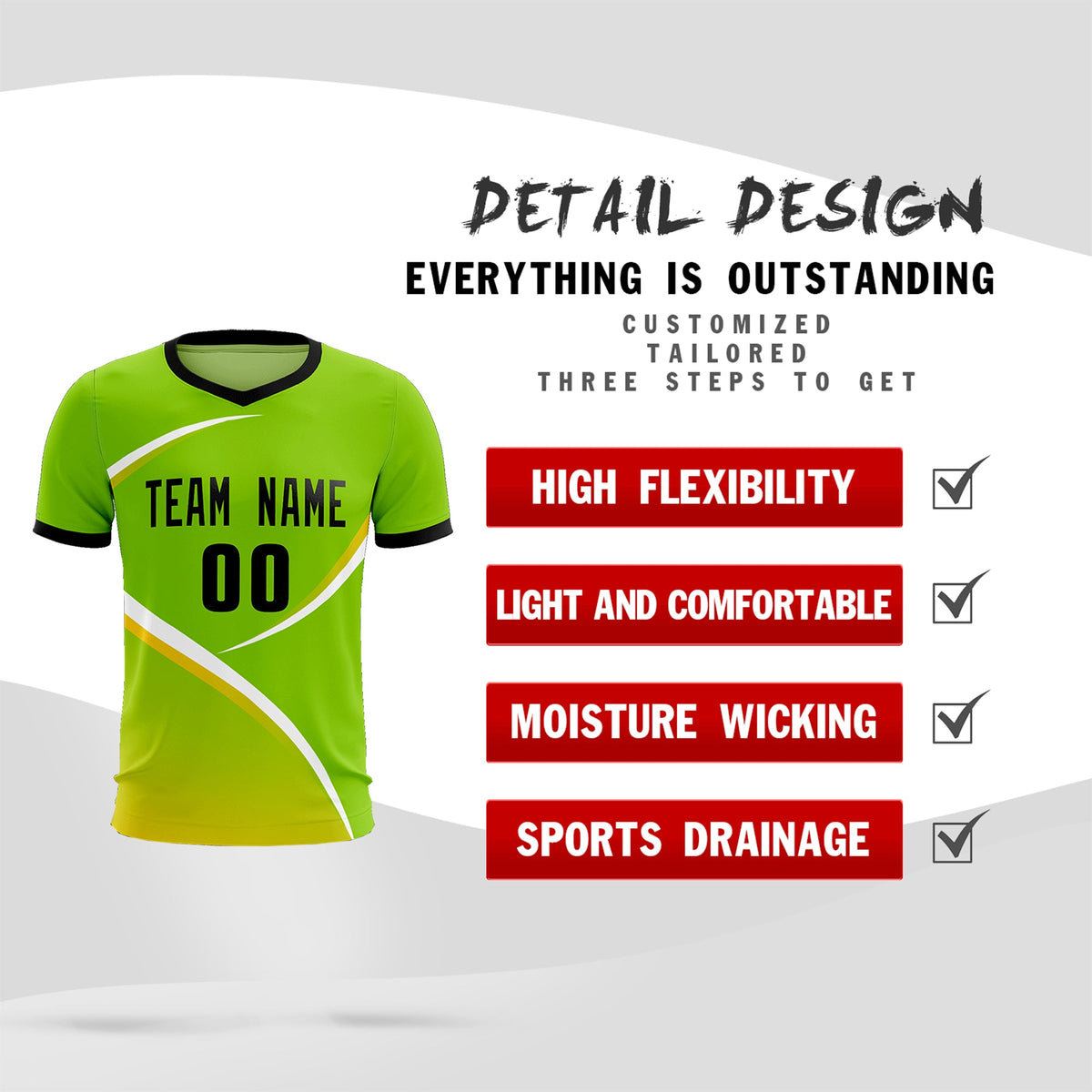 Custom Neon Green Black Color Block Training Uniform For Men Soccer Sets Jersey
