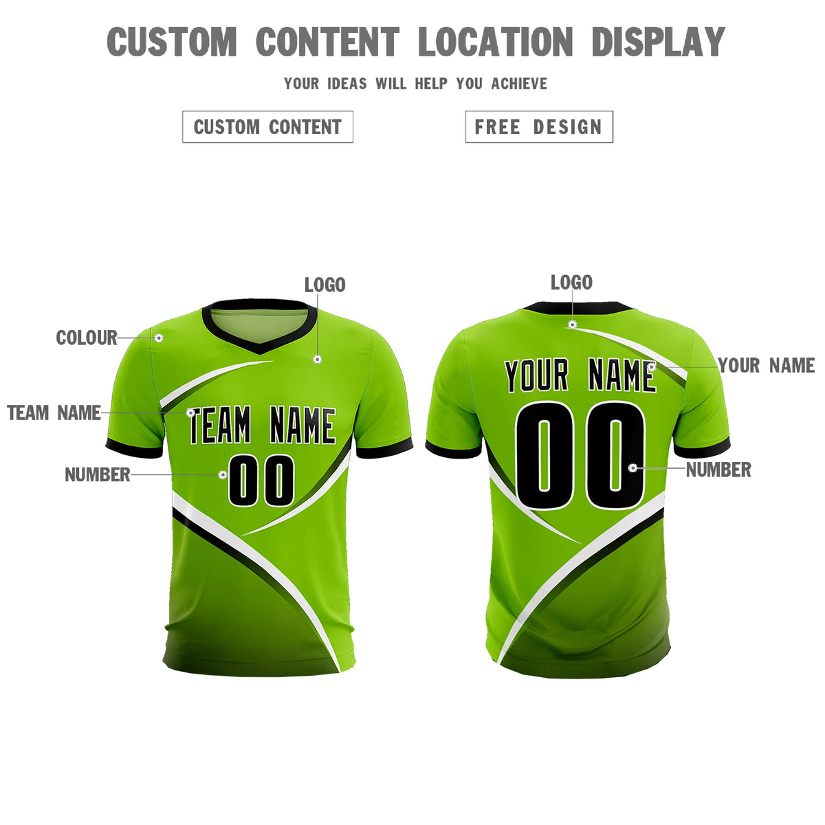 Custom Neon Green Black Color Block Training Uniform For Men Soccer Sets Jersey