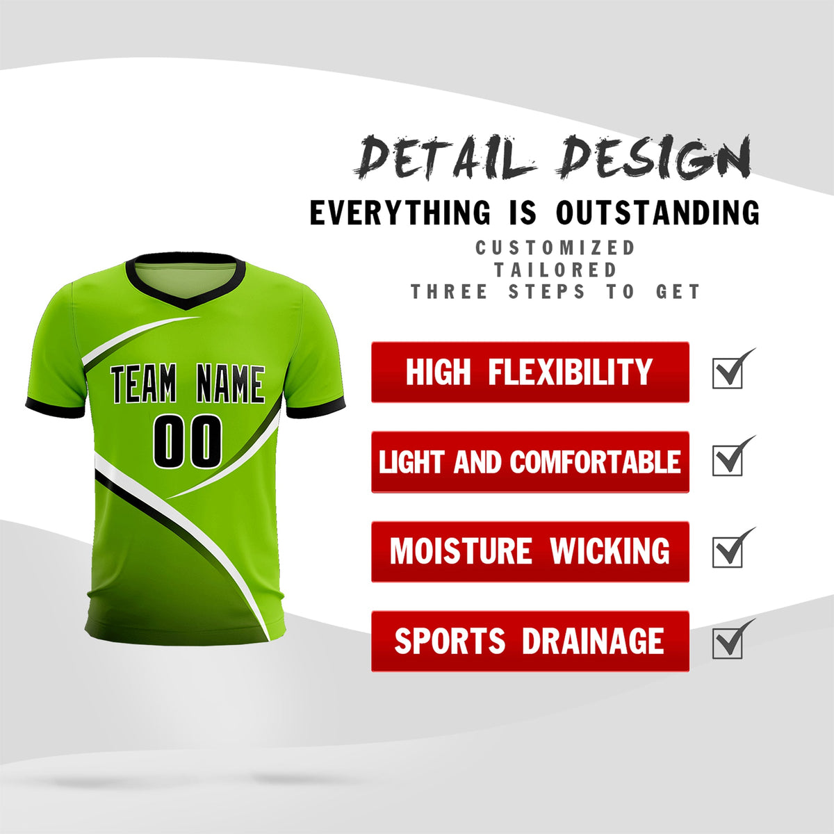 Custom Neon Green Black Color Block Training Uniform For Men Soccer Sets Jersey