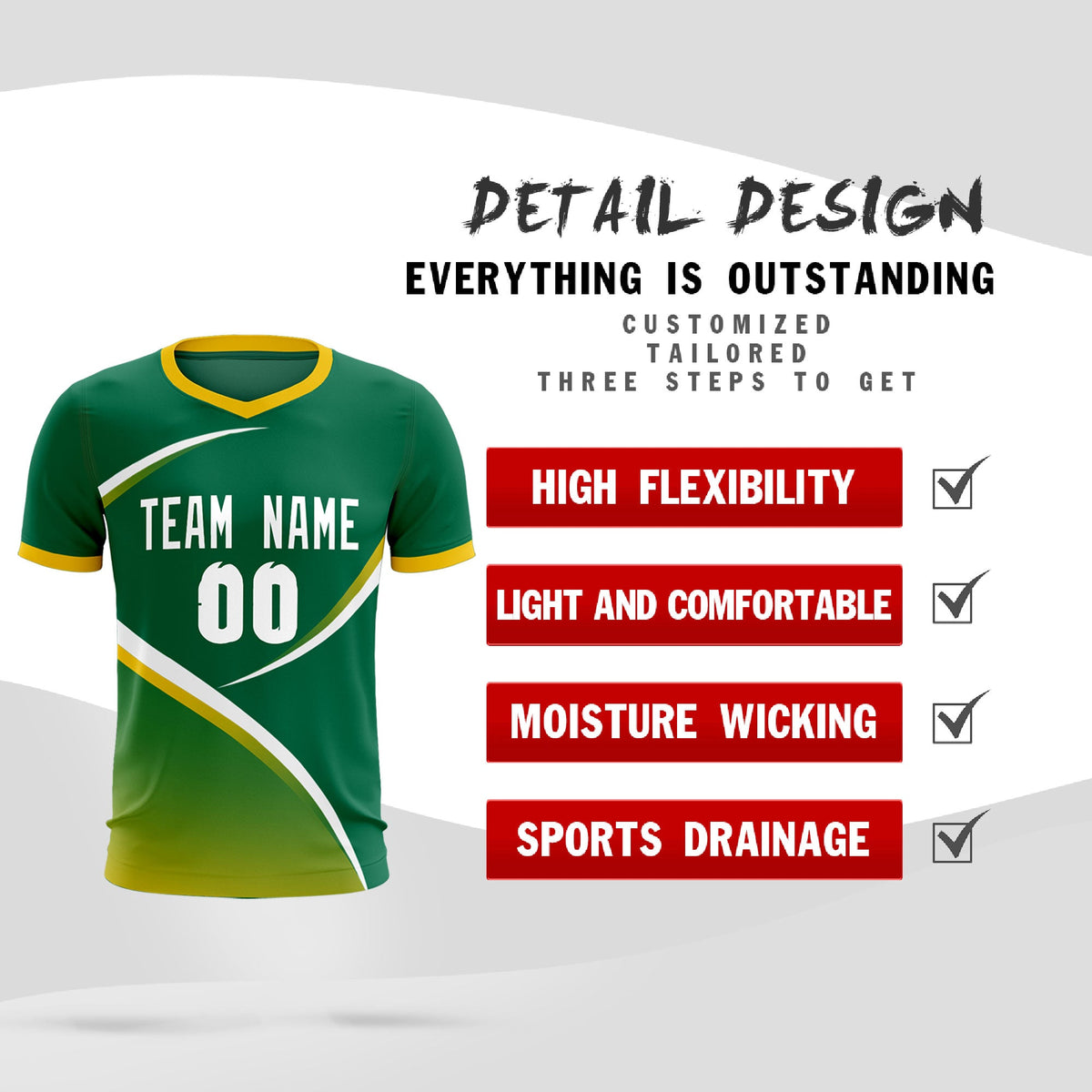 Custom Kelly Green Gold Color Block Training Uniform For Men Soccer Sets Jersey