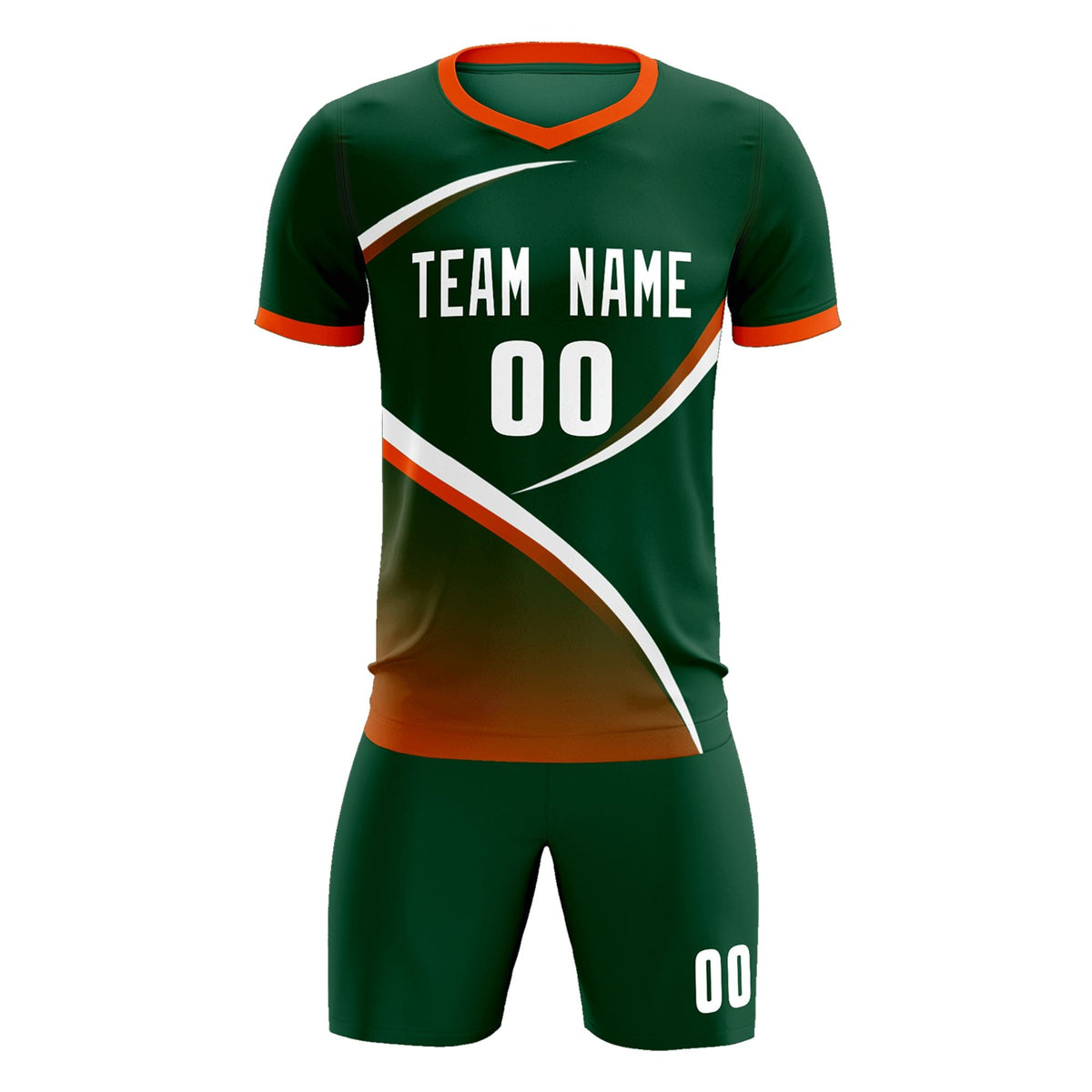 Custom Green Orange Color Block Training Uniform For Men Soccer Sets Jersey
