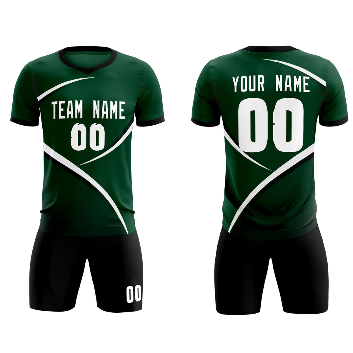 Custom Green Black Color Block Training Uniform For Men Soccer Sets Jersey